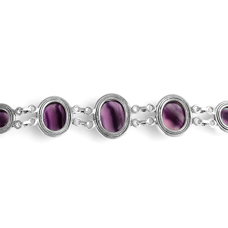 Purple Fluorite Silver Bracelet