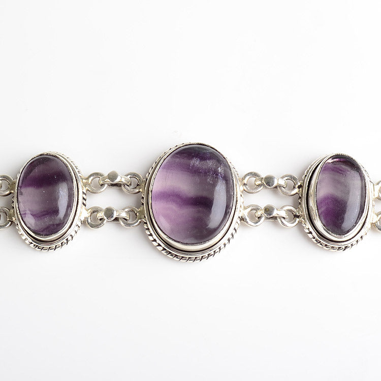 Purple Fluorite Modern Silver Bracelet