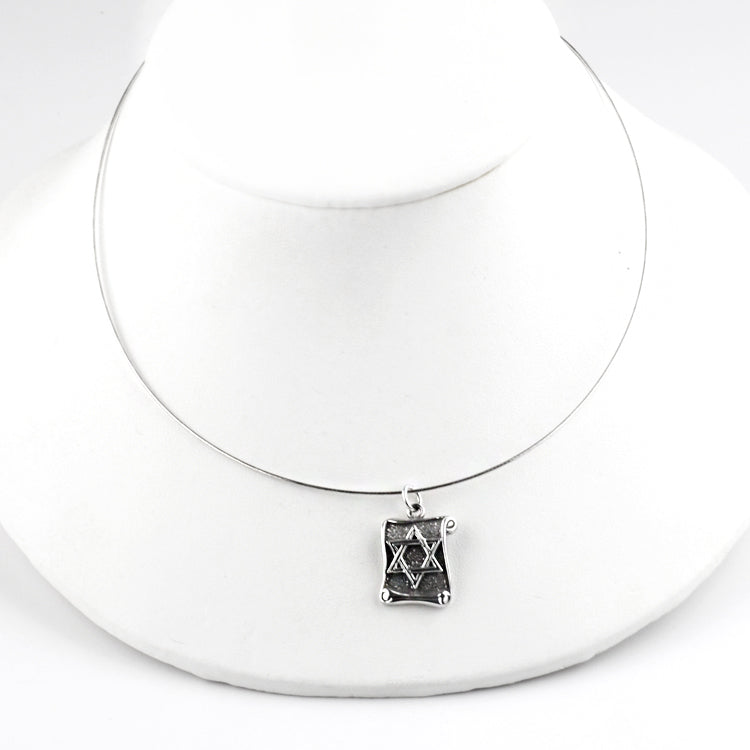 Sterling Silver Jewish Scroll Pendant