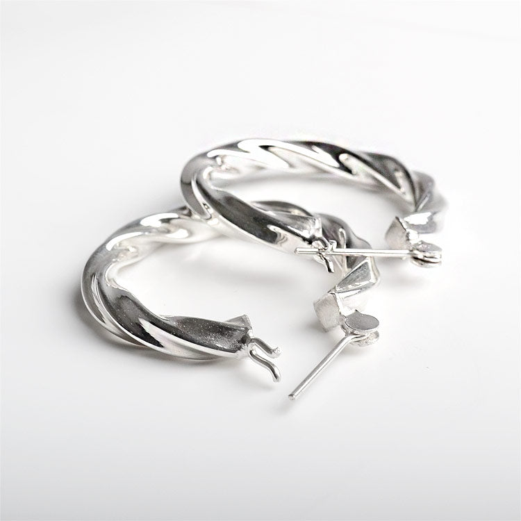 Silver Twist Hoop Earrings