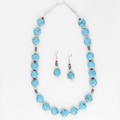 Natural Turquoise Necklace & Earrings Set