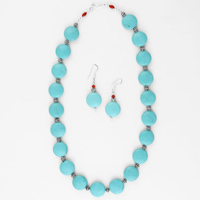 Turquoise Jewelry Set - Necklace & Earrings