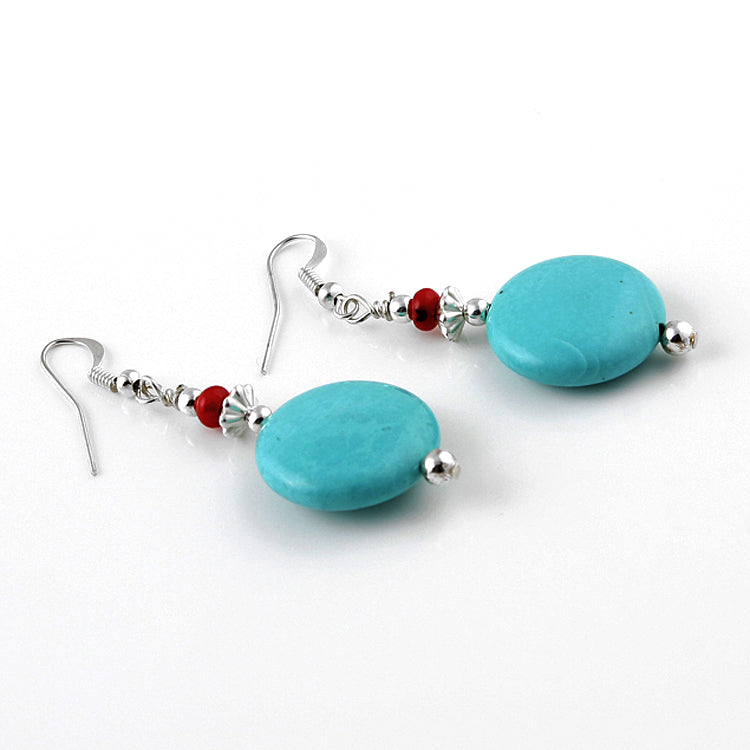 Created Turquoise Hook Earrings