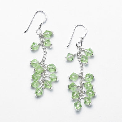 Green Crystal and Silver Earrings