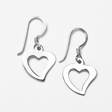 Sterling Silver Open Heart Earrings