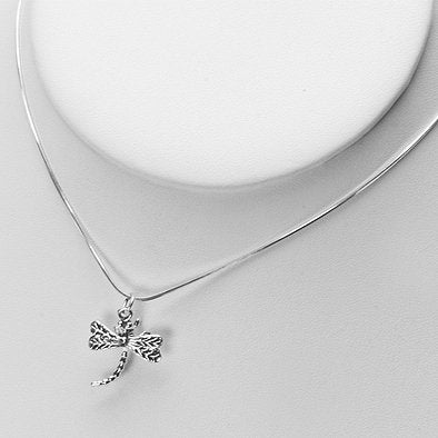 Cute Dragonfly Silver Pendant