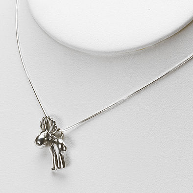 Cute Moose Silver Pendant
