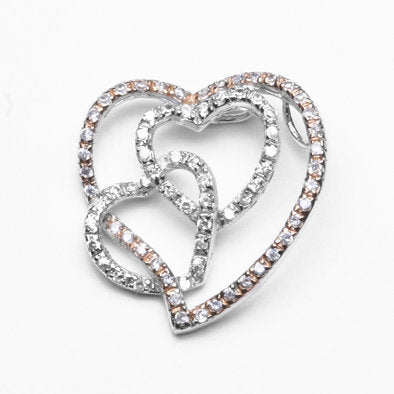 Silver Hearts Pendant with Cubic Zirconia