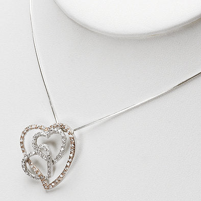 Silver Hearts Pendant with Cubic Zirconia