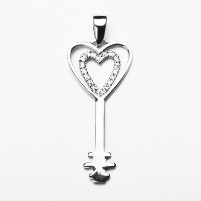 Heart Key Silver Pendant