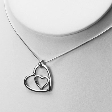 Heart in a Heart Sterling Silver Pendant
