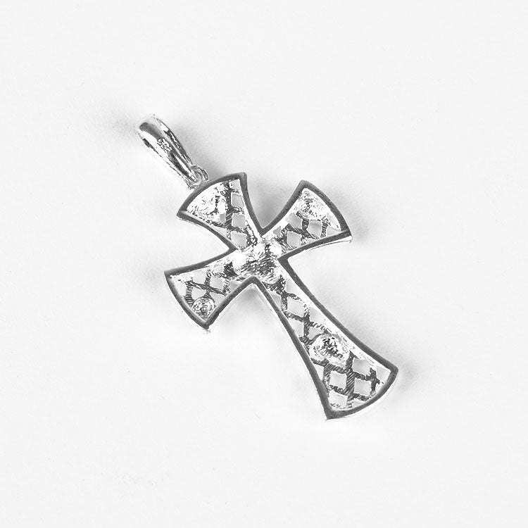 Golden Hearts on Silver Cross Pendant