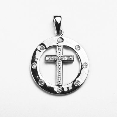 Crystal Circle Cross Pendant
