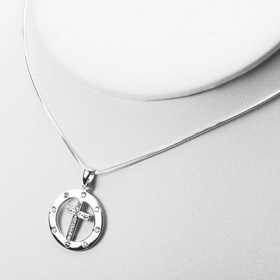 Crystal Circle Cross Pendant