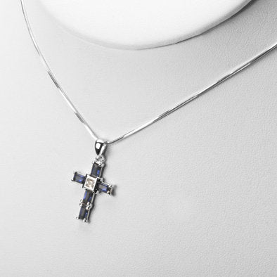 Blue Crystal Cross Pendant