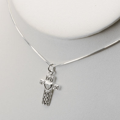 Sterling Silver Heart in Cross Pendant