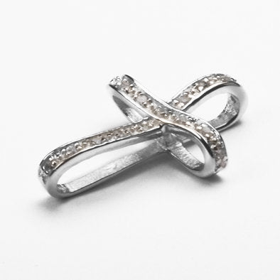 Elegant Crystal and Silver Cross Pendant