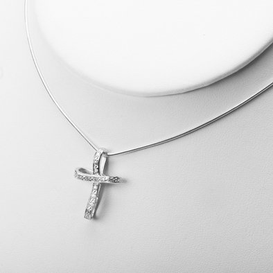 Elegant Crystal and Silver Cross Pendant