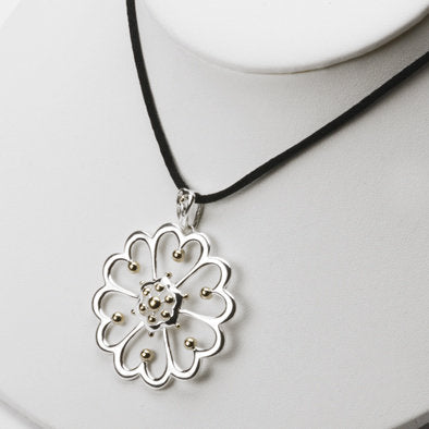 Sterling Silver and Vermeil Large Floral Pendant