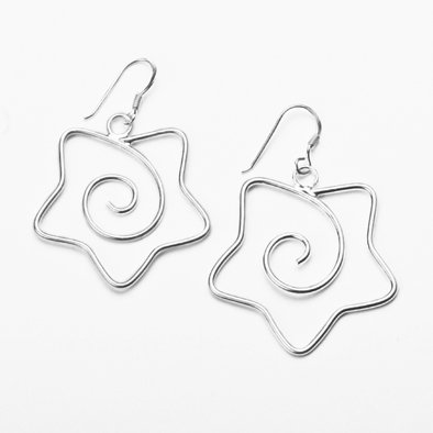 Silver Stars and Swirls Earrings