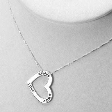 Love in Three Languages Silver Necklace