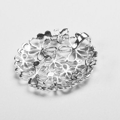 Floral Hemisphere Silver Pendant