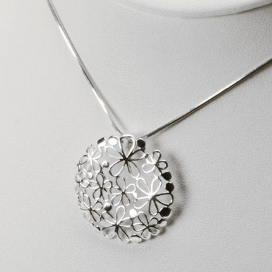 Floral Hemisphere Silver Pendant