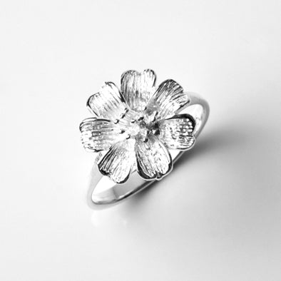 Hibiscus Flower Silver Ring