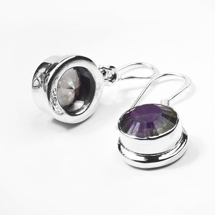 Round Mystic Topaz Hook Earrings