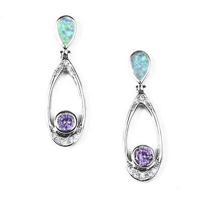 Modern Opal & Amethyst Earrings