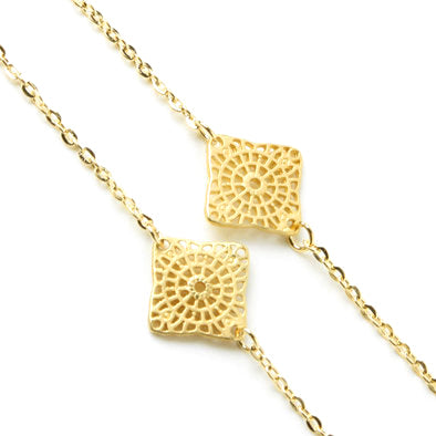 Gold Metallic Squares Necklace and Earrings Set