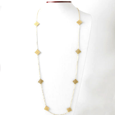 Gold Metallic Squares Necklace and Earrings Set