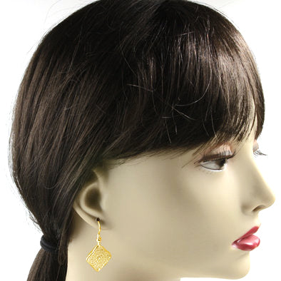 Gold Metallic Squares Necklace and Earrings Set