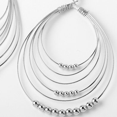Silver Beaded Multi-Hoop Earring