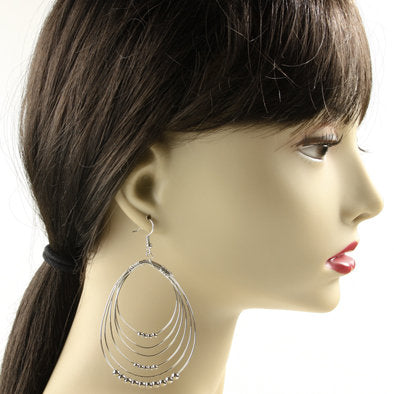Silver Beaded Multi-Hoop Earring