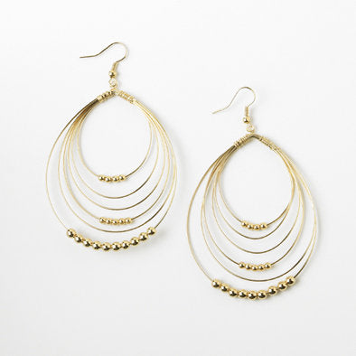 Gold Beaded Multi-Hoop Earrings