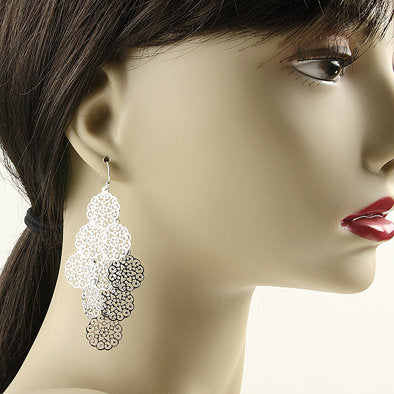 Silver Snowflake Cascade Earrings