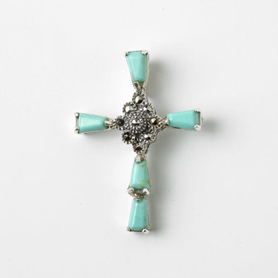 Turquoise Wedge Cross Pendant