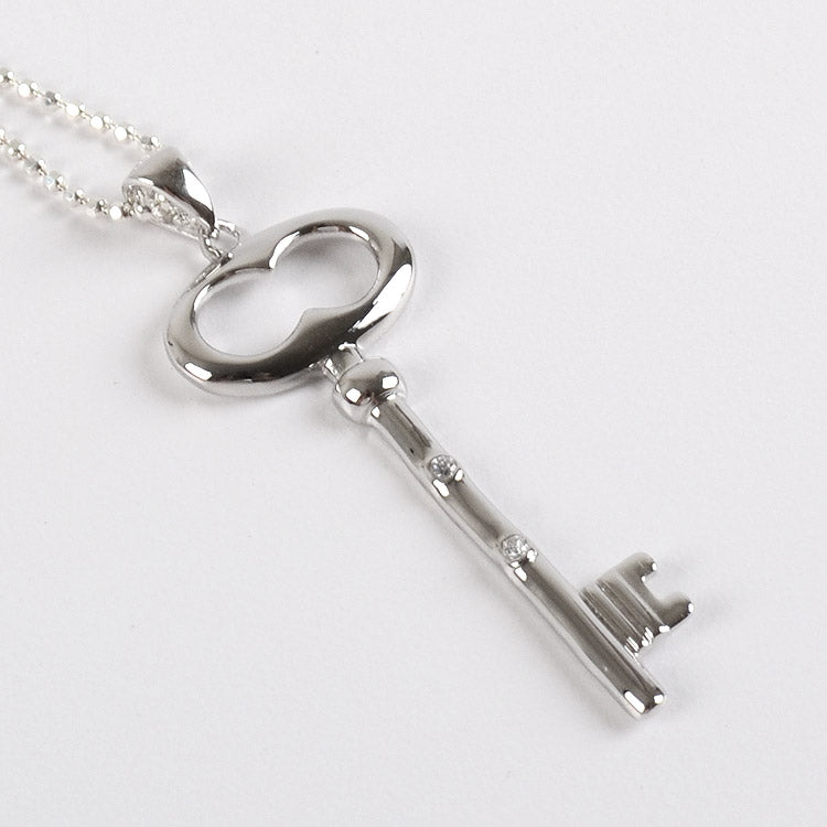 Silver Key with CZ Necklace