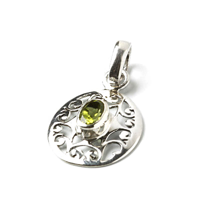 Oval Peridot Silver Pendant