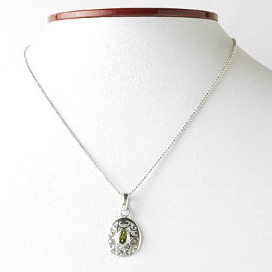 Oval Peridot Silver Pendant