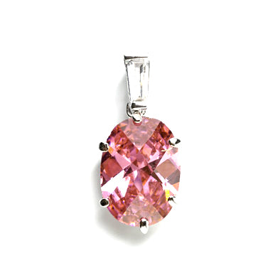 Pink Topaz CZ Oval Pendant