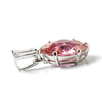 Pink Topaz CZ Oval Pendant
