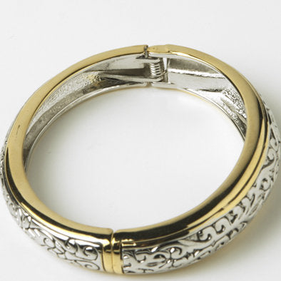 Two-tone Etched Bangle Bracelet