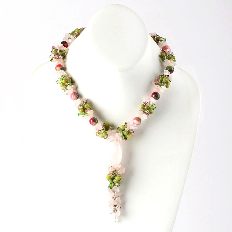 Watermelon Tourmaline Necklace and Earrings Set