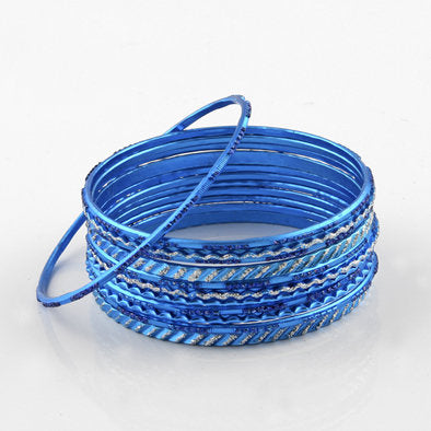 Blue Glitter Fashion Bangle Bracelet Set
