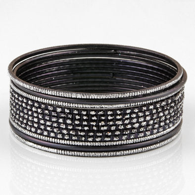 Black Fashion Bangle Bracelet Set