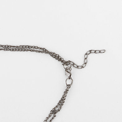 Super Long Dark Silver Chains Necklace and Earrings Set