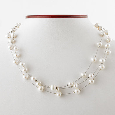 Sweet Freshwater Pearl Floating Necklace