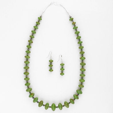 Saucer Mojave Green Turquoise Necklace and Earrings Set